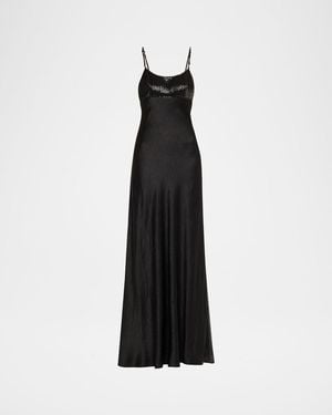 Jason Wu Bead & Sequin Washed Twill Slip Gown - Black