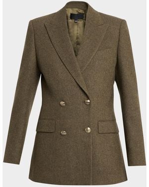 Nili Lotan Weston Double-Breasted Wool Jacket - Green
