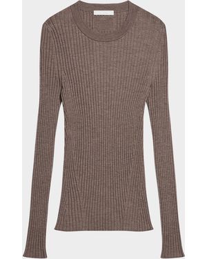Helmut Lang Open-Back Ribbed Wool Top - Brown