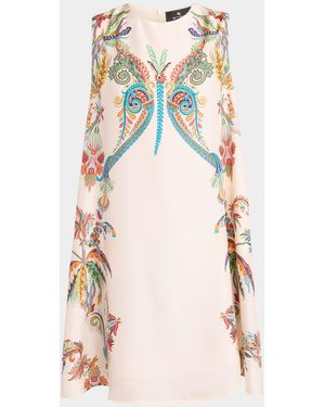 Etro Paisley-Print Silk Sleeveless Shift Dress - Pink