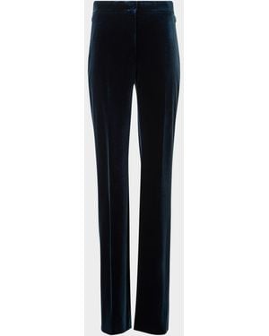 Akris Carl Techno Velvet Stretch Straight-Leg Pants - Blue
