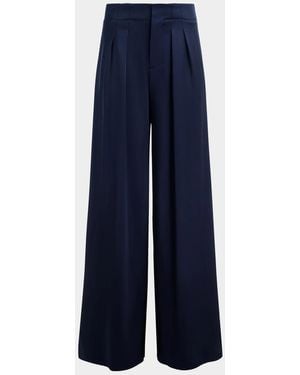 Alice + Olivia Eloise Satin Wide-Leg Pants - Blue