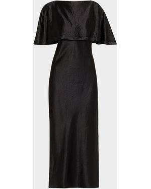 Jason Wu Washed Twill Cape-Sleeve Midi Dress - Black