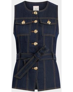 Cinq À Sept Reenee Belted Denim Vest - Blue