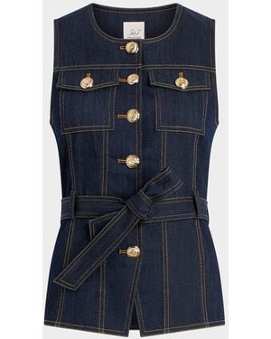Cinq À Sept Reenee Belted Denim Vest - Blue