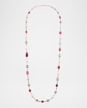 Belpearl 18K Rose South Sea And Tahitian Necklace With Sapphire - White