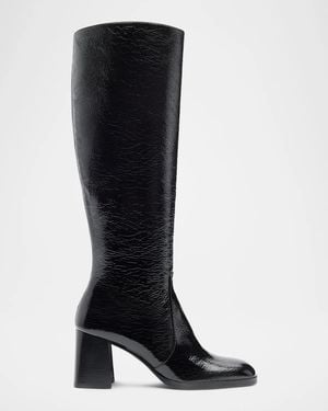 Stuart Weitzman 70Mm Vera Crinkle Patent Leather Knee-High Boots - Black