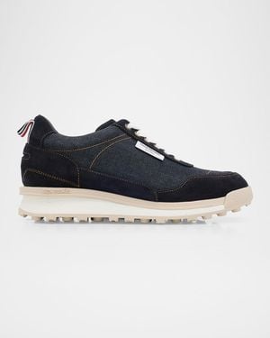 Thom Browne Alumni Tech Denim Low-Top Sneakers - Blue