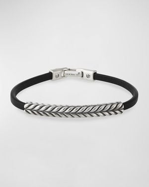 David Yurman Chevron 18K & Leather Id Bracelet - Metallic