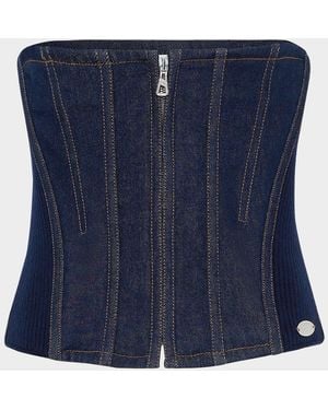 Jean Paul Gaultier Zip-Front Denim Corset - Blue
