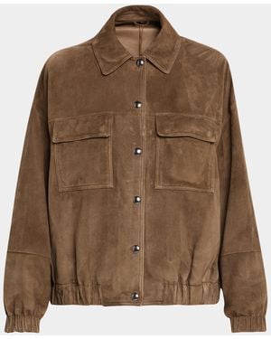 Brunello Cucinelli Couture Suede Collared Jacket - Brown