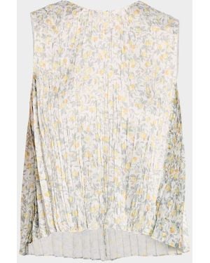 Vince Citrine Bloom Pleated Satin Top - Natural