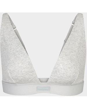 Skims Cotton Rib Plunge Bralette - Gray