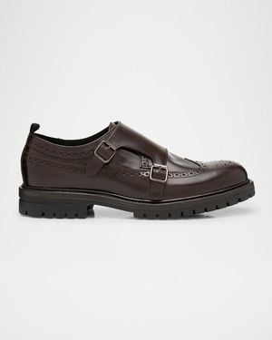 Paul Stuart Apos;S Marcelo Cordovan Wingtip Brogue Monk Strap Loafers - Brown