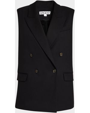 Argent Bowery Double-Breasted Seasonless Wool Vest - Black