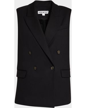 Argent Bowery Double-Breasted Seasonless Wool Vest - Black