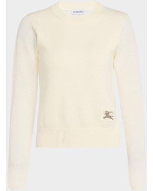 Burberry Constance Wool-Blend Crewneck Sweater - Natural