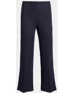 Santorelli Cropped Flare-Leg Tweed Pants - Blue