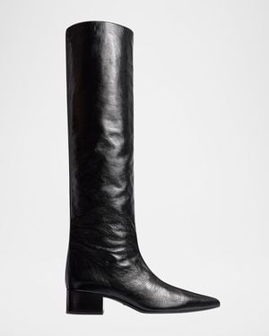 KHAITE Andee Leather Knee Boots - Black