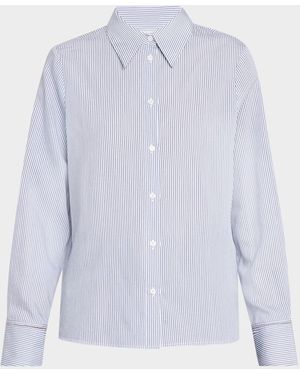 Peserico Striped Punto Luce Button-Down Shirt - Blue
