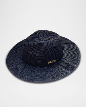 Van Palma Milo Plated Logo-Print Straw Hat - Blue
