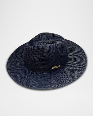 Van Palma Milo Plated Logo-Print Straw Hat - Blue