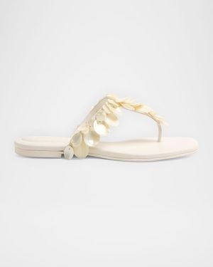 Jonathan Simkhai Elin Shell Leather Thong Sandals - White