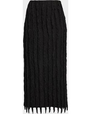 Zankov Merino Wool/Silk Pleated Maxi Skirt - Black