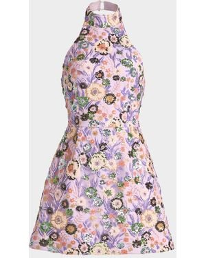 HELSI Sarah Floral Sequin Halter Mini Dress - White