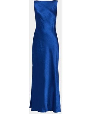 Jason Wu Sleeveless Cowl Backless Satin Maxi Dress - Blue