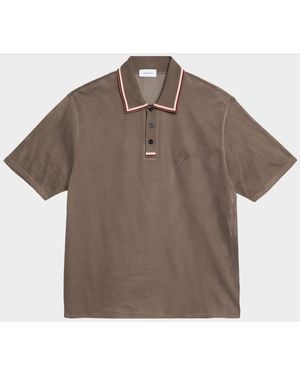 Ferragamo Mesh Short-Sleeve Polo Shirt - Brown