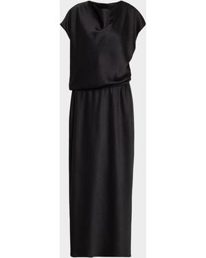 Vince Draped Cowl-Neck Satin Dress - Black