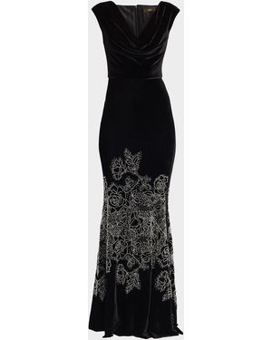 Cynthia Rowley Ophelia Beaded Velvet Gown - Black