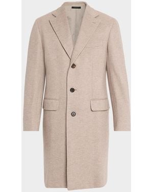 Brioni Apos;S Solferino Cashmere Herringbone Overcoat - Natural