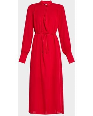 Argent Cutout Silk Double Georgette Midi Dress - Red