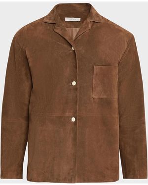 The Row Janine Suede Shirt Jacket - Brown