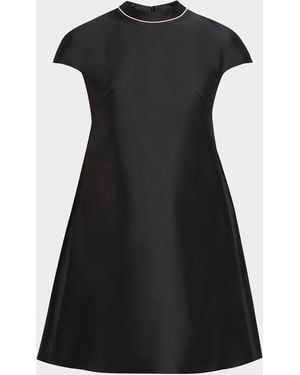 Prabal Gurung Pearly Collar Cap Sleeve Mini Dress - Black