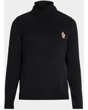 Moncler Apos;S Ribbed Wool Turtleneck Sweater - Black