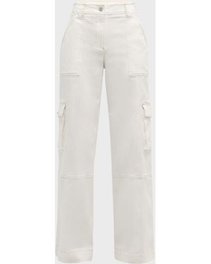 Twp Coop Cotton Twill Topstitched Cargo Pants - White