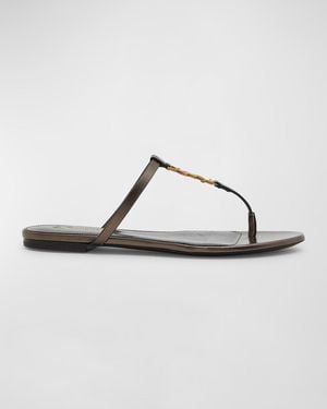 Designer Saint Laurent Talitha Metallic Layered Flat Sandals for Women Up to 47 off Lyst