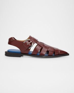 Lanvin Apos;S Leather Pointed-Toe Gladiator Sandals - Brown