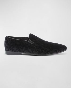 Robert Graham Sonoma Floral Skull-Embossed Velvet Loafers - Black