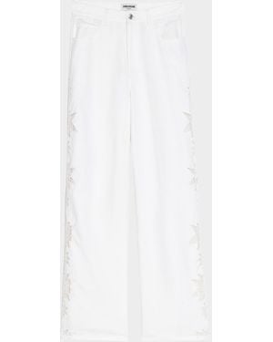 Zadig & Voltaire Elfy Cotton Linen Embroidered Pants - White