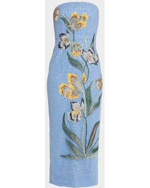 HELSI Sofia Strapless Beaded Floral Gown - Blue