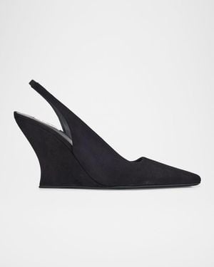 Alaïa 90Mm Suede Slingback Pumps - Blue