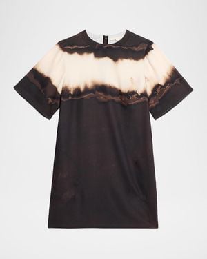 Jason Wu Burned Striped Short-Sleeve Mini Dress - Black