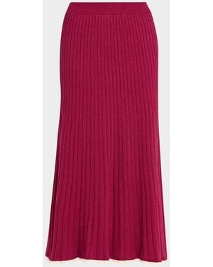 Anna Quan Felicia Rib-Knit Midi Skirt - Red