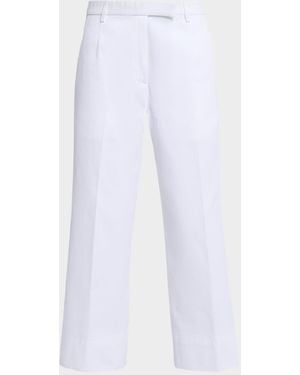Thom Browne Striped-Trim Straight-Leg Ankle Pants - White