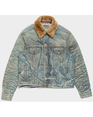 Acne Studios Apos;S J-Rion Shearling-Trimmed Denim Trucker Jacket - Blue
