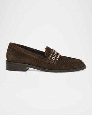 Likely Resort Gretta Mixed-Metal Studded Loafers - Brown